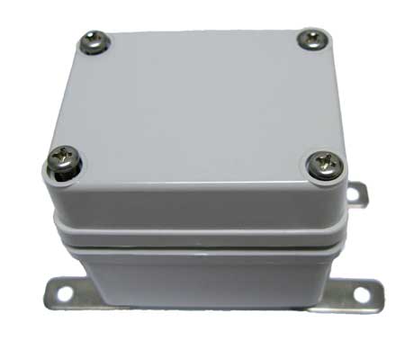 Small enclosure shown with mounting feet attached (included)